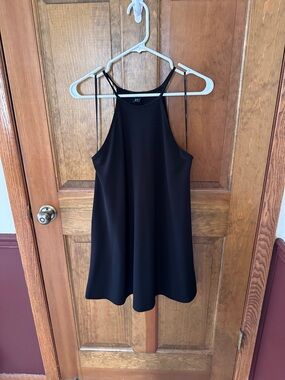 Simple Black Halter Mini Dress